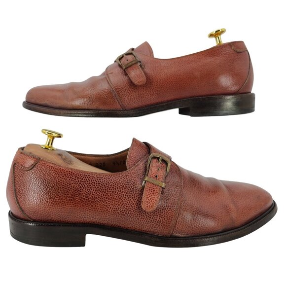 Salvatore Ferragamo Italy Dress Shoes Men's 9.5 Brown Leather Monk Strap Loafers - Picture 4 of 12